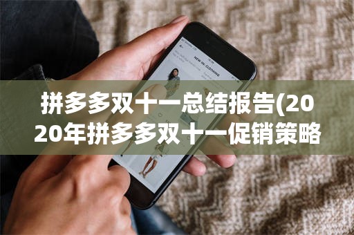 拼多多双十一总结报告(2020年拼多多双十一促销策略)